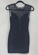 Timing Women's Black Mesh Ruched Bodycon Mini Dress - Size S.