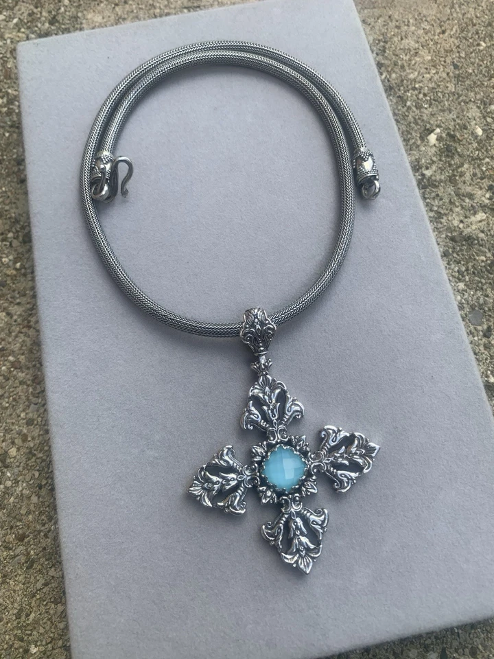 Cruz de Calcedonia Konstantino 925 Plata Estornino y Joyería Griega Fina 18k 750 Foto 4 de 4