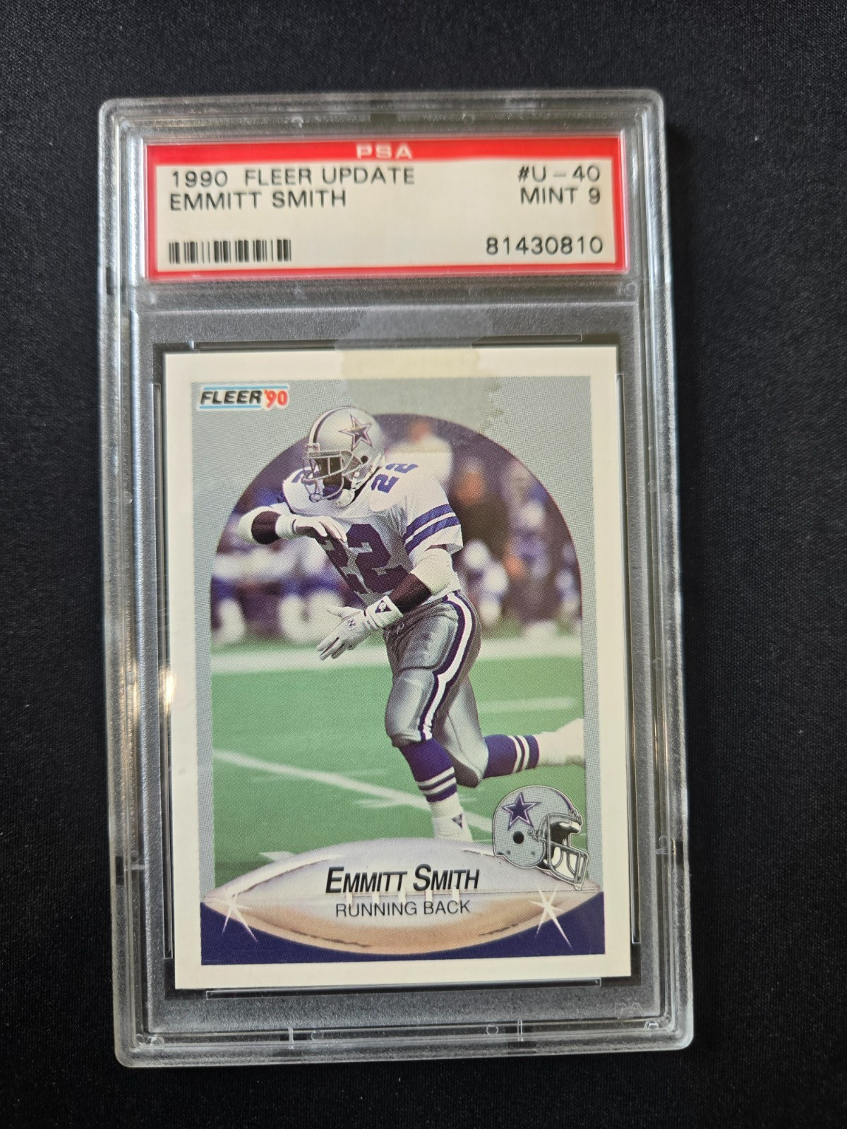 1990 Fleer Update Emmitt Smith Rookie Card #U-40 – PSA 9 Mint