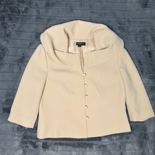 Tahari Arthur S. Levine Luxe Cream Portrait Collar Blazer Jacket Womens 12 3651