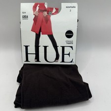 Hue Womens Opaque Tights Size 2 Brown  Black 2 Pair NEW