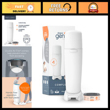 Diaper Pail with Odor Control  Antimicrobial Features, Includes Refill, White