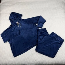 J. Crew Velour Hoodie and Jogger Set Navy Blue Size 2X Tracksuit Sport Relaxed