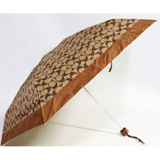 Coach UV Protection Mini Signature Umbrella C4322 Khaki SADDLE - NWT