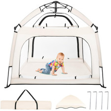 Portable Baby Playpen with Canopy Mosquito Net for Indoor/Outdoor Use