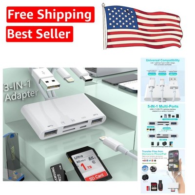 Multipurpose 5-in-1 Card Reader: Compatible with iPhone, Android, MacBook & More