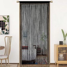 Door String Curtains Closet Curtains Room Dividers Dense for 100x200cm Black
