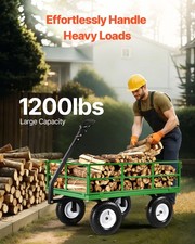 New 1200 Lbs Steel Garden Cart, Heavy Duty Pullable Garden Wagon Yard Cart, 2