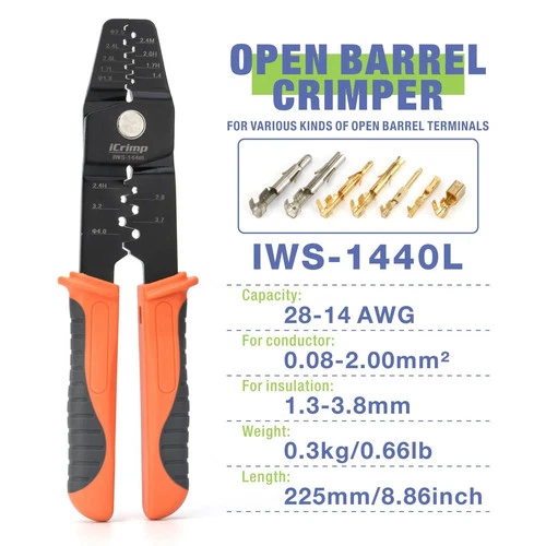 IWISS IWS-1440L Micro Connector Crimper for Crimping Dupont JST Molex AWG28-14