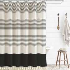 Boho Shower Curtains for Bathroom with Tassels Black Farmhouse Striped Shower