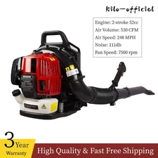 Protable Leaf Blower 52CC 2-Cycle Gas Backpack Leaf Blower w/Tube 530CFM 248 MPH