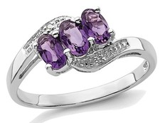 1/2 Carat ctw Amethyst Three Stone Ring in Sterling Silver