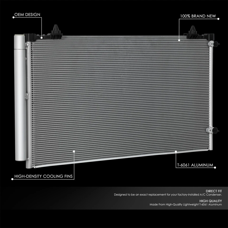 Сменный алюминиевый конденсатор переменного тока для Toyota Sienna 2011-2016 годов выпуска в заводском стиле - Изображение 2 из 4
