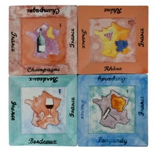 Hand Painted Ceramic Appetizer Snack Luncheon Plates Set of 4 - 8 1/2" W541