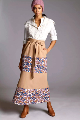 Anthropologie Jacquard Tiered Maxi Skirt Belted Bohemian New  display picture 1