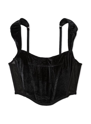 Victoria’s Secret Dream Angels Black Velvet Corset Top/Thong Set NWT S/L - 第 2/2 張圖片