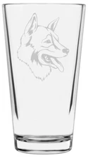Tamaskan Dog Themed Etched All Purpose 16oz Pint Glass