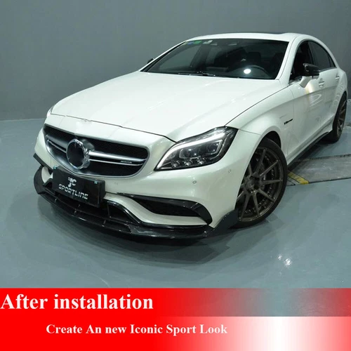REAL CARBON for Mercedes Benz W218 CLS63 Front Bumper Splitter Canard Fins - Picture 7 of 12