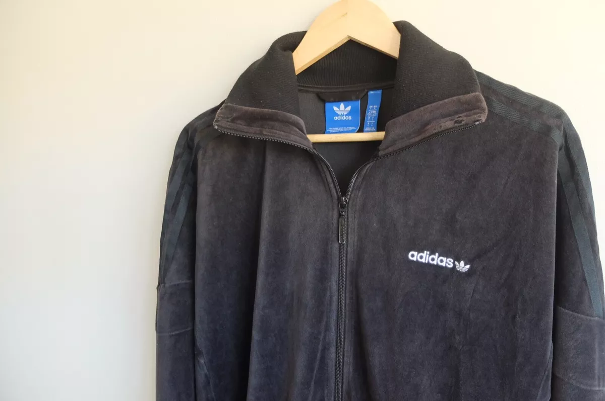 Adidas Originals Velour tracksuit jacket Black trefoil | eBay