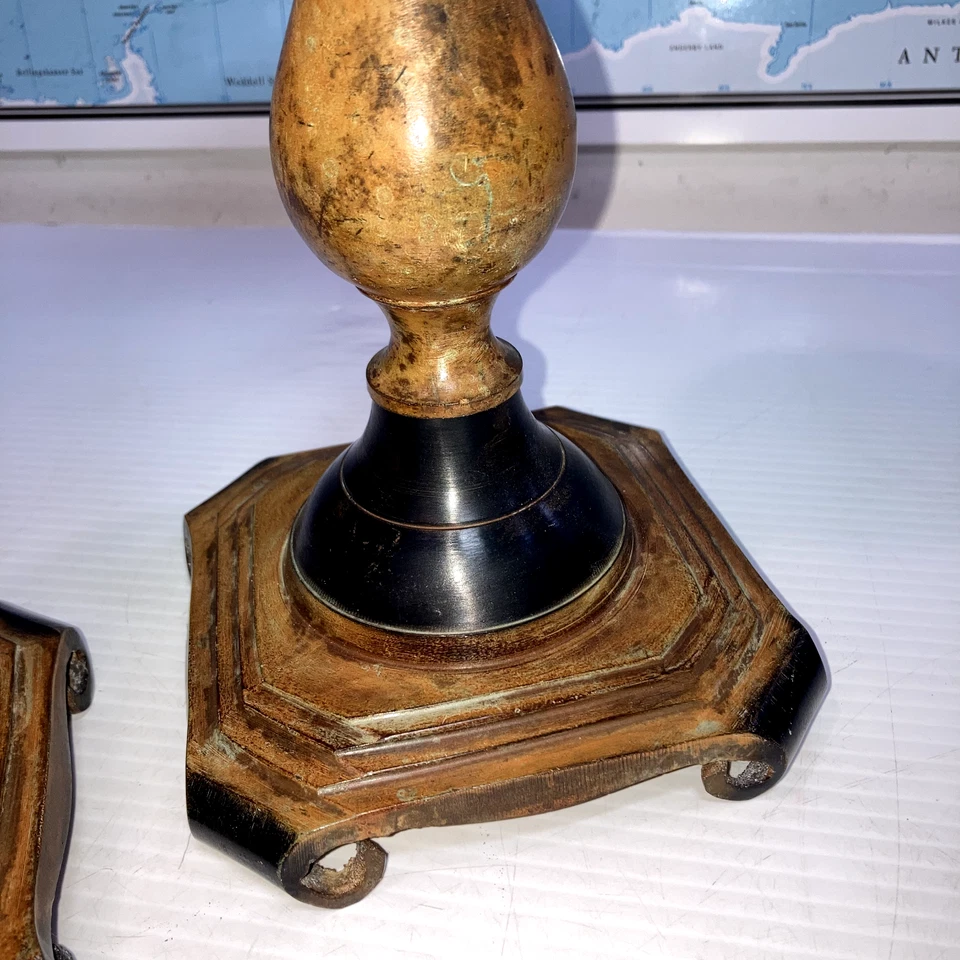 Gatco Latón Pintado Candelabro Pilares Soporte Pedestal 12" Lote de 2 Foto 4 de 4