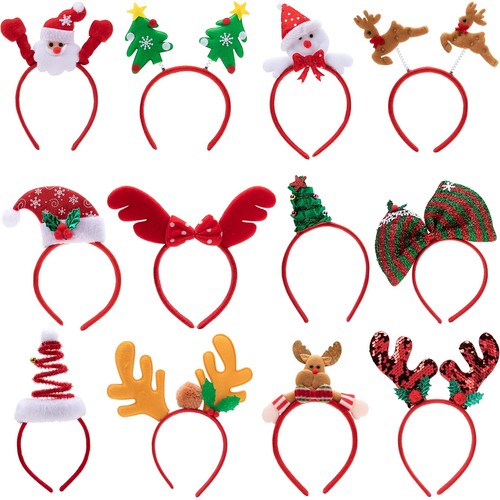 Syncfun 12 Packs Christmas Headbands with Assorted Design Christmas Headwear