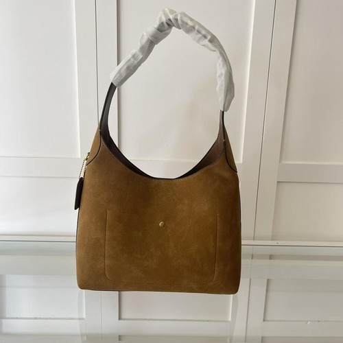 Borsa a tracolla Coach Brooklyn 28 camoscio CW637 Siena Outlet marrone nuova - Foto 3 di 9