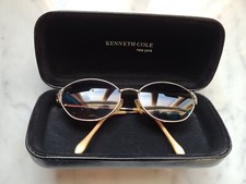 Kenneth Cole NY Vintage Sun Glasses Metal Golden Frame Oval 52 17