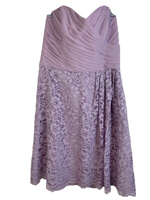 Davids Bridal Iris Lace Bridesmaid Dress Size 8 Lavender Strapless mini new  8305 | eBay