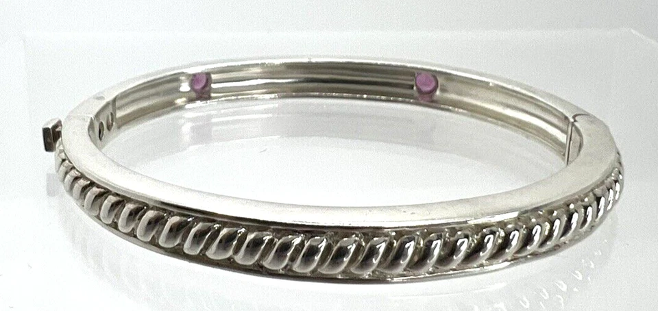 Pulseira articulada oval de prata esterlina Judith Ripka com roxo CZ 6,5 polegadas - Imagem 4 de 4