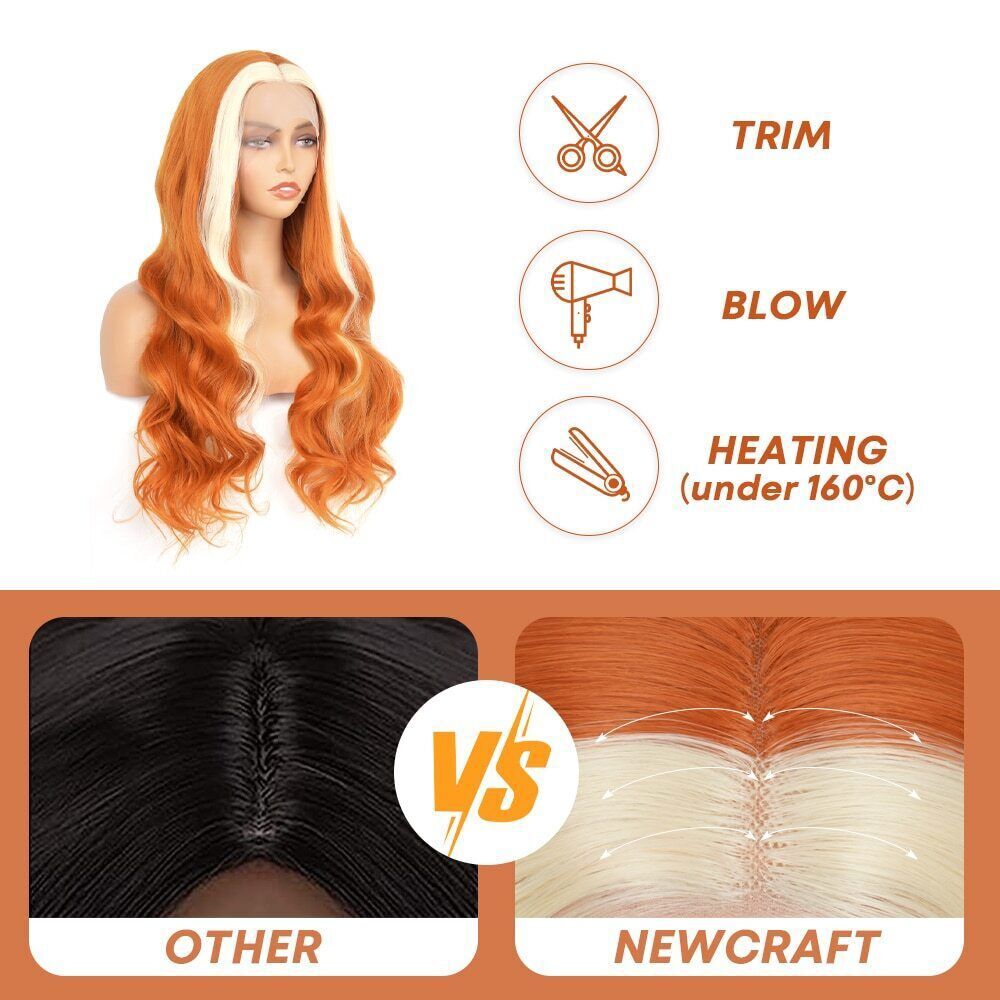 Streaks Heat Resistant Fiber Hair Synthetic Lace Front Wigs - #B-Blonde Amazon.com : QD-Tizer Blonde Hair Lace Front Wig Long  main image 3