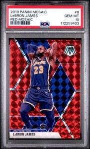2019 Panini Mosaic Red LeBron James #8 PSA 10 GEM Los Angeles Lakers