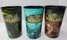 World of Warcraft WOW Plastic Tumbler Cups Set of 3 Unused Limited Edition AM/PM