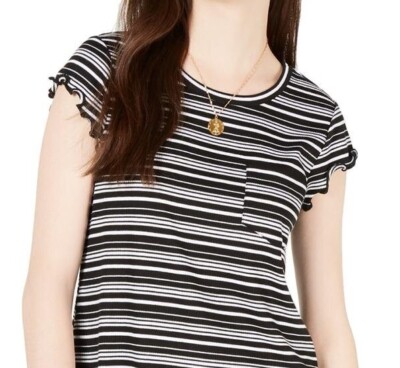 black stripe frill detail mini dress Makoa Mini Dress Black Stripe main image 1
