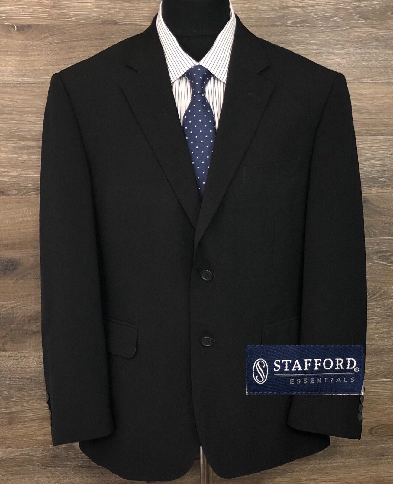 Stafford Essentials Men Solid Black Polyester 2-B… - image 1
