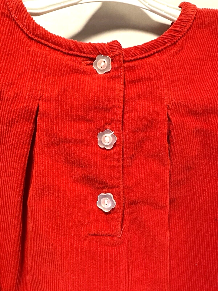 Vestido Nursery Rhyme Niña 18 Mo Rojo Pana Forrado Línea A con Mangas de Arco Foto 4 de 4