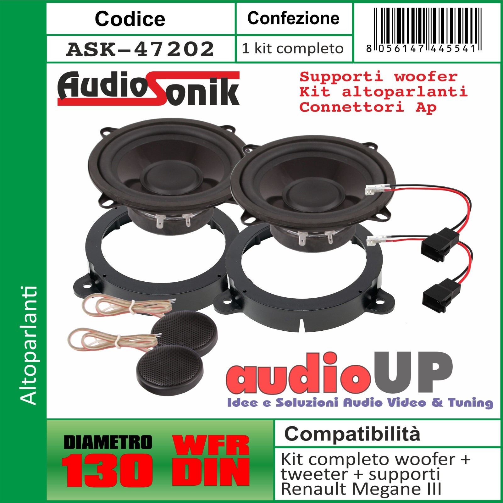 Sistema Casse Dacia Logan 2006-2008 Woofer + Tweeter + Adattatori