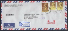 Hong Kong 1991 Registered Cover to Germany SG 611a+613, Sc 502a+593, Mi 519V+610