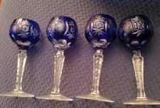 Set Of 4 Cobalt Blue Nachtmann Traube 4.75 In Cordial Goblets