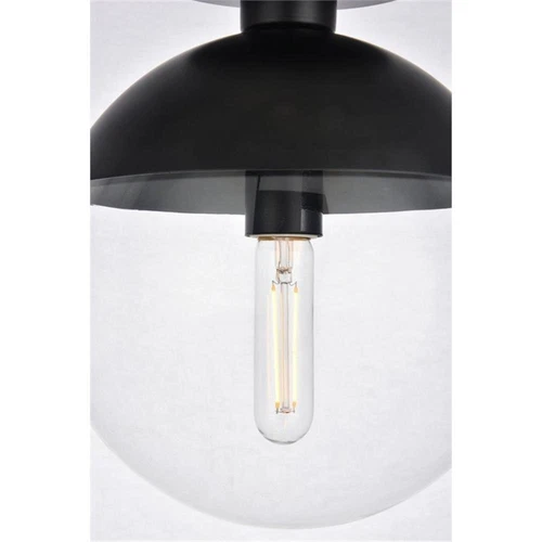 Living District Eclipse 1-Light Metal & Glass Flush Mount in Black/Clear - Picture 4 of 6