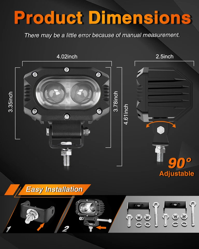 Para Polaris Can-am UTV ATV 2 PIEZAS 4" 160W LED Luces de trabajo Spot Pods Lámparas de conducción Foto 3 de 4