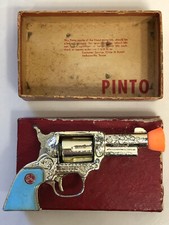 VTG Nichols Pinto Toy Cap Gun with BLUE / TURQUOISE Grips and Red Box