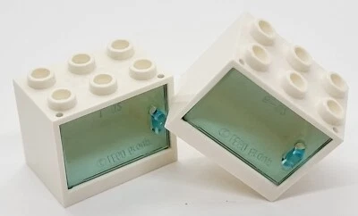 LEGO 2 x Box Container Schrank Tür 2x3x2 weiß transparent türkis TOP - Bild 1 von 3