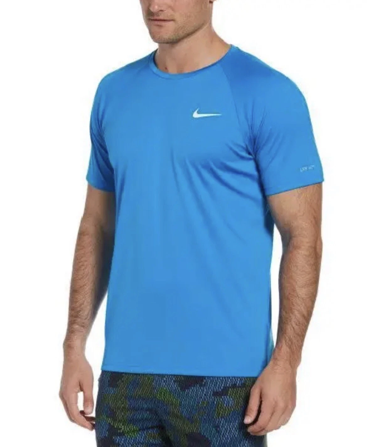 Nike Swim Men's Short Sleeve Hydroguard Shirt Photo Blue Small NESSA586-458