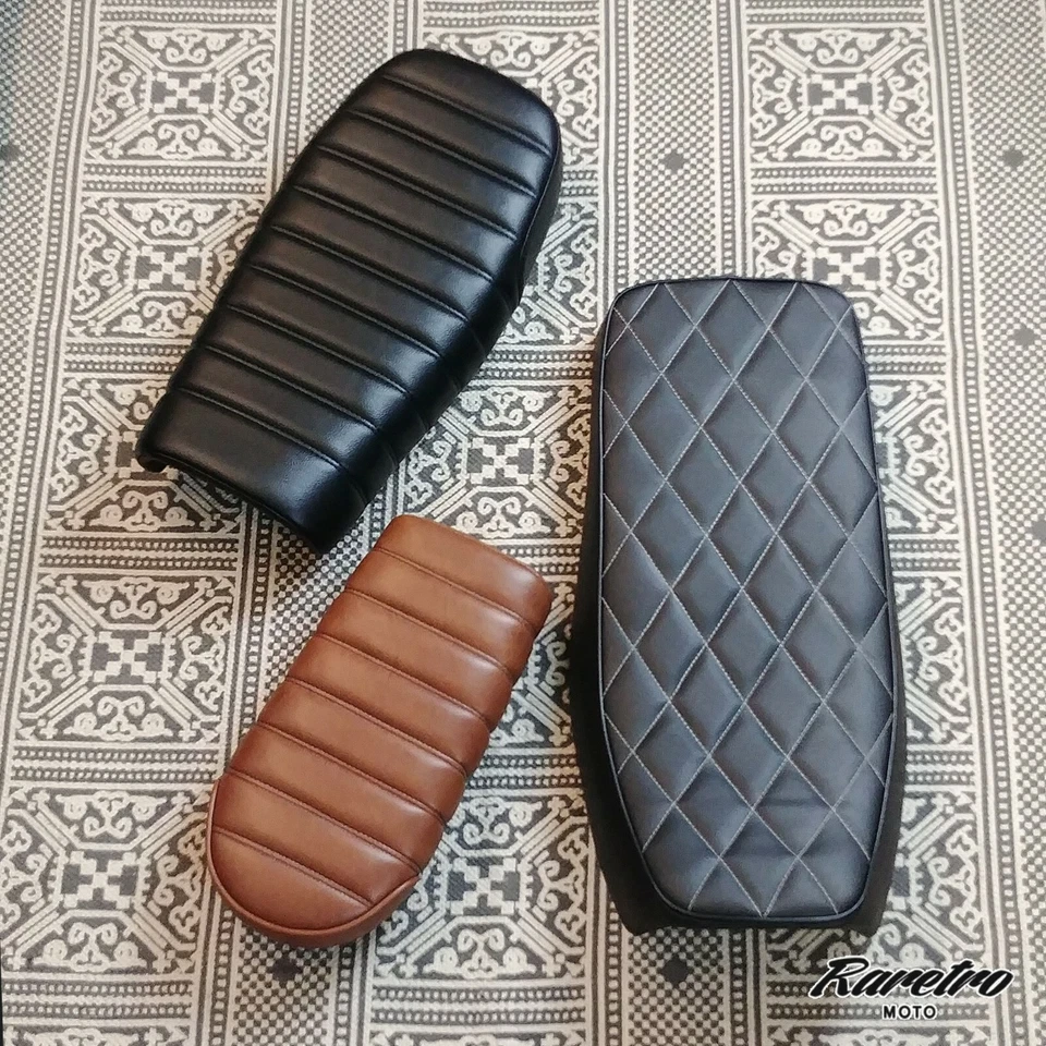 Cubierta de sillín de asiento tapizado personalizada Honda Harley Café Racer Scrambler Brat Foto 3 de 4
