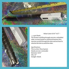 Rotary Rebar Cutter 9/16" x 12" Bit Saver Straight Shank Norseman EDP #45221 USA