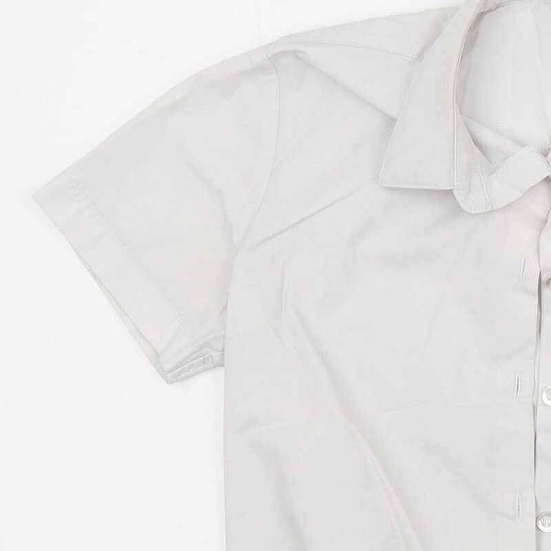 George Girls White Polyester Blend Basic Button-Up Size 9-10 Years Collared image 6