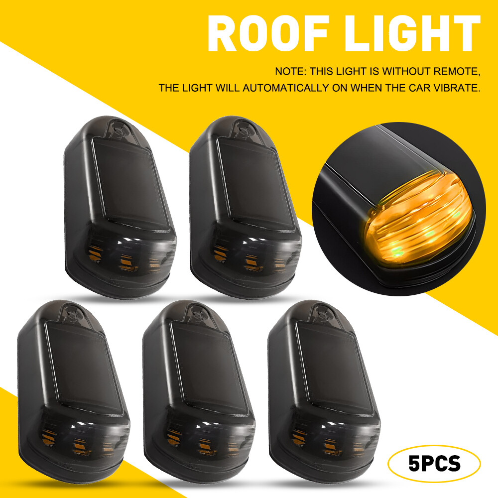 5PCS Smoked Solar Yellow LED Cab Roof Lights for Pickup Trucks USA