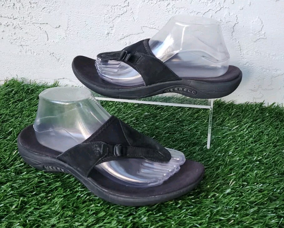 Sandalo perizoma Merrell ""Gardena perizoma mezzanotte"" donna taglia 10 nero camoscio