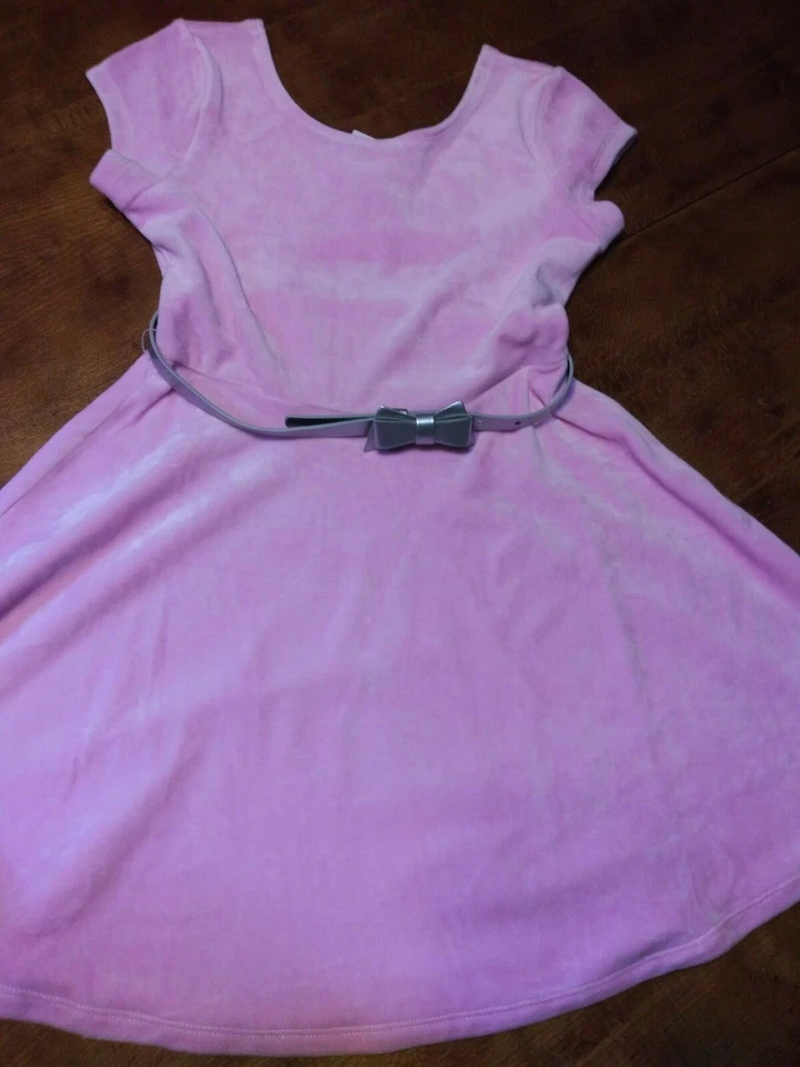 TCP Otoño Invierno Niñas Fiesta de Vacaciones VELOUR CINTURÓN PATINADOR Vestido Lila y Rosa Foto 4 de 4