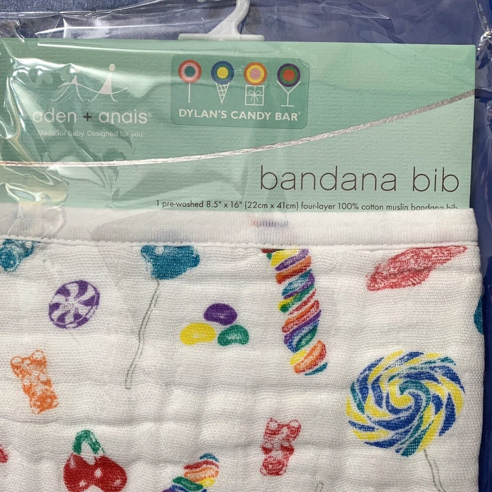 Aden + Anais Dylans Candy Bar Bandana Babero Algodón Muselina 8.5 pulgadas x 16 pulgadas Foto 3 de 4